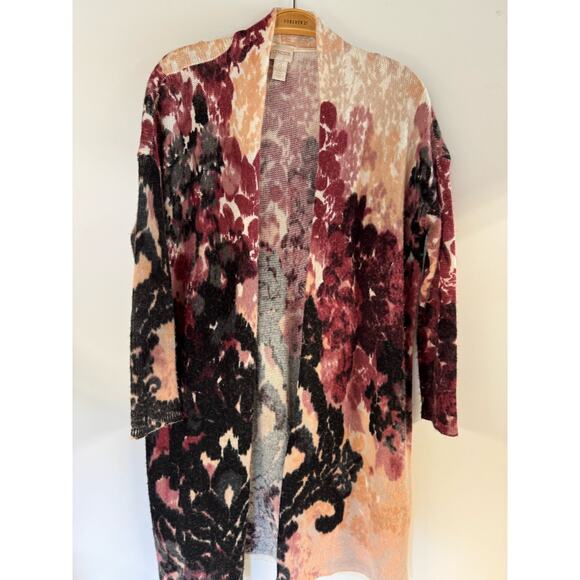 Chico’s Women’s Cardigan 0 Size  Small  Y2k 90's Style Long Burgundy Peach - Picture 5 of 8